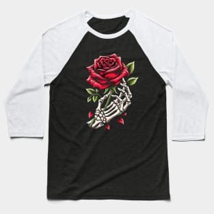 Skeleton Hand Rose Graphic - Gothic Love & Romance Baseball T-Shirt